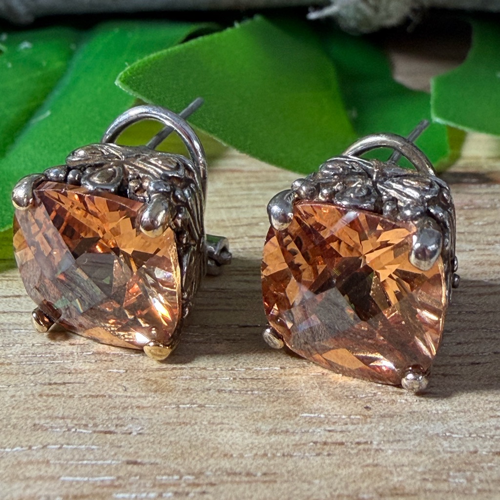 Chic Silver And Amber Crystal Earrings